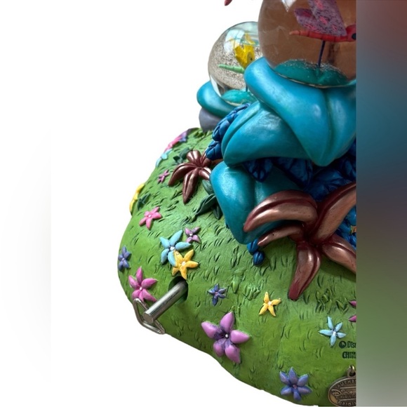 Disney Snow Globe Tinkerbell Flowers Fireflies Tree Wind Up Musical Figurine - Picture 5 of 7